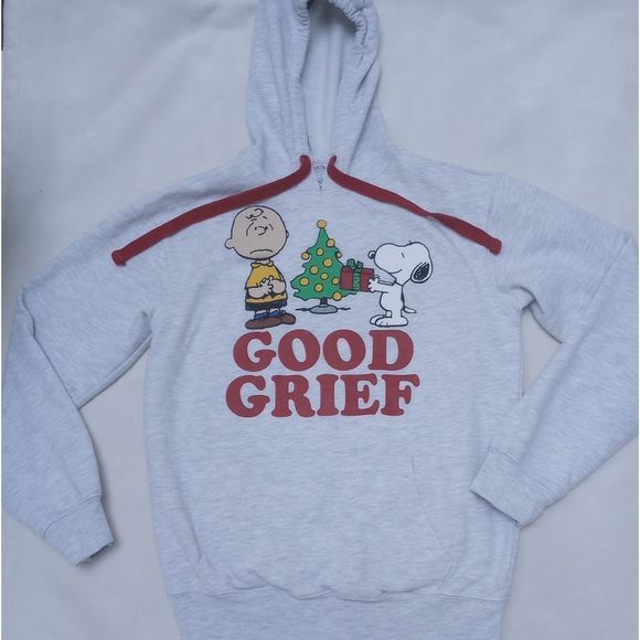 Peanuts Charlie Brown Snoopy Good Grief Holiday Hoodie, size XS - Picture 1 of 7